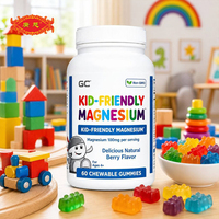 Gummies de magnésium pour enfants sous marque privée 100mg, saveur naturelle de baies, sans OGM, favorisent la santé osseuse, fabricant OEM