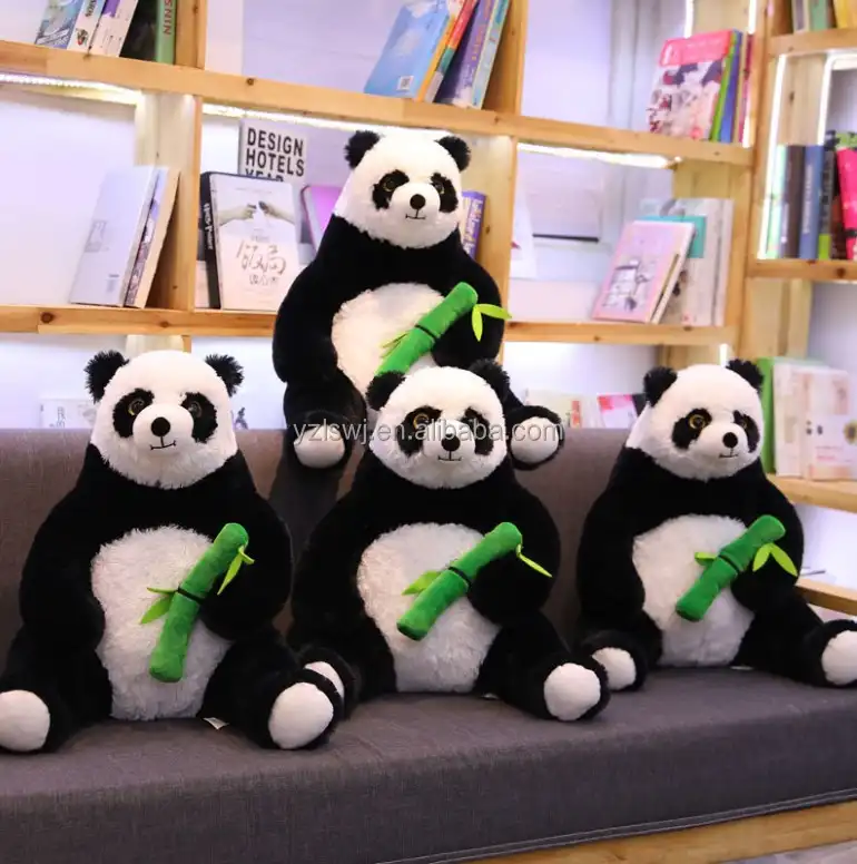 Jouet en peluche géant panda 50cm, sauvage et personnalisé, gratuit échantillon, peluche animal, vente en gros, Panda noir et blanc