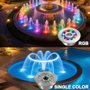 艾德林 LED 圆形喷泉灯 6W IP68 直径 130mm 单色水下可调光 2 年保修 不锈钢钢化玻璃 - Product Image 3