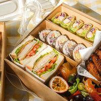 Boîtes à lunch jetables en kraft pour pique-nique, camping, repas BBQ, desserts, sandwichs, fruits, emballage alimentaire à emporter