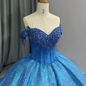 Lake Blue Sweetheart <strong>Off</strong> <strong>the</strong> <strong>Shoulder</strong> Quinceanera <strong>Dresses</strong> Pearl Diamond Lace <strong>Corset</strong> for Sweet 15 Girls Party <strong>Dress</strong> 6628 - Product Image 5