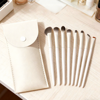 Colección de 8 Brochas de Maquillaje con Estuche de Cuero, para Detallar, Delinear Ojos, Rostro, Venta al Por Mayor, Logotipo de Marca Personalizado, Profesional