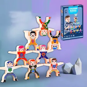 16pcs Adobe Acrobat Balance Toy Blocks Acrobatic Troupe Stacking Blocks Puzzle Classic Domino Game Balancing Building Blocks Set