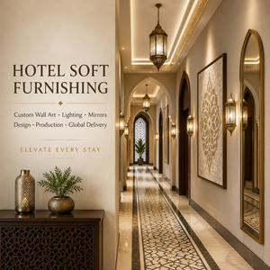 Hotel Wall Art Soft Furnishing Solution Hand Painted Oil Painting Artwork <b>Mirror</b> Lighting Decor for Lobby and Guest Room - Product Image 1