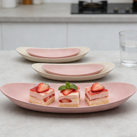 Assiette ovale en mélamine mate de style nordique, texture mouchetée, couleur unie, plateau de service pour pâtes et apéritifs