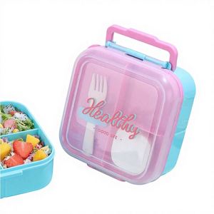 New Flip-Top <b>Microwave</b>-Safe Compartmentalized Lunch Box with Cutlery Student Portable Stripes Design for Cafeteria & Office Use - Product Image 2