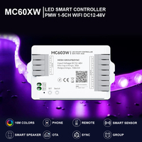 Controlador de Malla Inalámbrico LED de 4 Zonas, Regulador RGB Tuya Smart, Compatible con Alexa y Google Assistant, DC12V-48V, 5 Canales, Alcance de 30M, Carga Máxima de 1440W