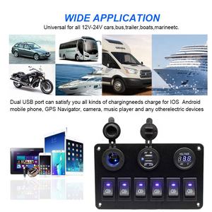 <span class=keywords><strong>6</strong></span> <span class=keywords><strong>Gang</strong></span> Sakelar Panel Sakelar Rocker, Pengisi Daya USB LED Voltmeter Rokok Tahan Air Mobil Perahu Laut - Product Image 6