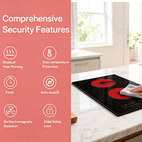 Table de cuisson en céramique encastrable certifiée ETL de 12 pouces, 2 brûleurs radiants, 2400 W, cuisinière électrique pour petite cuisine et camping-car