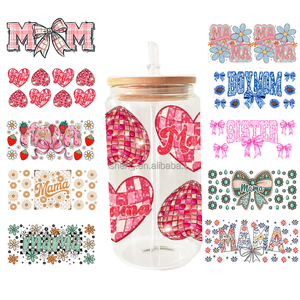 สติกเกอร์ติดแก้วลายวันแม่ MAMA ขนาด 16 ออนซ์ แบบกำหนดเอง พิมพ์ลาย UV DTF สำหรับตกแต่งแก้ว ทนทาน - Product Image 5