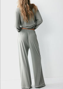 <span class=keywords><strong>Pigiama</strong></span> da <span class=keywords><strong>donna</strong></span> in <span class=keywords><strong>cotone</strong></span> modale personalizzato in fibra di bambù traspirante in morbido tinta unita con colletto elastico Set <span class=keywords><strong>pigiama</strong></span> - Product Image 2