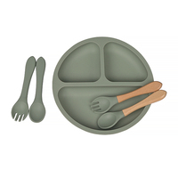 Assiette d'alimentation pour bébé en silicone sans BPA, certifiée CE CPC, faible MOQ, personnalisable, avec couvercle, vaisselle pour enfants, ustensiles, ensemble de vaisselle pour nourrissons