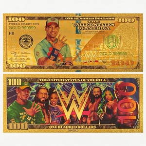 En gros Billets de banque en feuille d'or et Pièces commémoratives plaquées or 24 carats d'athlètes américains de la WWE, Collection de cadeaux - Product Image 4