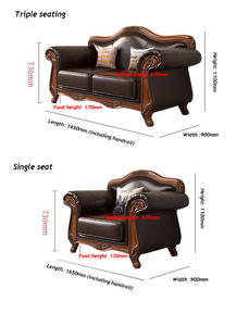 यूरोपीय अमेरिकी पहली परत काउहाइड ठोस लकड़ी छोटे अपार्टमेंट <span class=keywords><strong>123</strong></span> सीटर यू आकार के रेट्रो लिविंग रूम वास्तविक चमड़े के सोफे सेट - Product Image 5