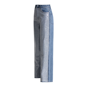 <span class=keywords><strong>Pantaloni</strong></span> di diamanti lisci e <span class=keywords><strong>lucidi</strong></span> di stile 2025 americano sexy stile nuovo Jeans da industria pesante per le donne - Product Image 4
