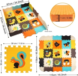 Alfombra de juego para bebés con valla, baldosas de espuma entrelazadas de 0.39 pulgadas de grosor, alfombra de rompecabezas para niños, alfombra de gateo para bebés - Product Image 6