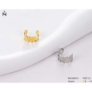 Pendientes de Aro en Forma de Espina de Pescado, Oro, Plata, Acero 46914, Joyería Unisex de Moda - Product Image 1