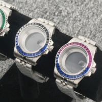 Kit di ricambio per cassa orologio subacqueo, ghiera bicolore con diamanti, con lente Cyclops, ricambi per orologi Seiko compatibili con movimento NH35 NH36