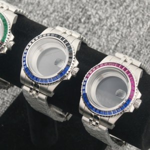 Kit de remplacement de boîtier de montre de plongée, lunette bicolore sertie de diamants, avec lentille Cyclops, pièces de montre <span class=keywords><strong>Seiko</strong></span> compatibles avec les mouvements NH35 NH36 - Product Image 5