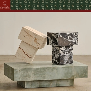 <span class=keywords><strong>Mesa</strong></span> de Centro GOLDKING Moderna para Sala de Estar, Mármol Verde Veteado, Base Gris Claro, Vetas Blancas y Grises, Acabado de Superficie de Alto Brillo - Product Image 5
