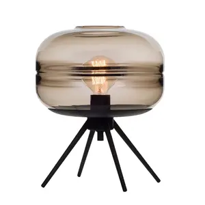 Décoration de la maison lampes de table modernes noir designers de luxe trépied lampe de bureau hôtel chevet soufflé à la main fumée gris lampe de table en verre