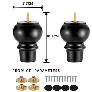 Patas <span class=keywords><strong>de</strong></span> Sofá Modernas <span class=keywords><strong>de</strong></span> <span class=keywords><strong>Madera</strong></span> Maciza, Redondas <span class=keywords><strong>de</strong></span> 5 Pulgadas, Paquete <span class=keywords><strong>de</strong></span> 4, Negras, Repuestos para Muebles <span class=keywords><strong>de</strong></span> Cocina y Sala <span class=keywords><strong>de</strong></span> Estar - Product Image 2