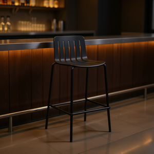 Sgabello da Bar Homeera Nero in Plastica con Struttura in Ferro, Design Moderno Minimalista 50.5x50.5x100cm, Arredamento Commerciale Durevole - Product Image 2