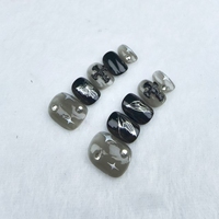 Uñas artificiales hechas a mano puras Uñas cuadradas cortas tipo cruz base negra transparente Reutilizable de alta calidad