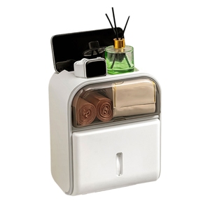 Porte-papier hygiénique double couche de grande capacité, monté au mur, boîte de rangement étanche pour salle de bain - Product Image 3