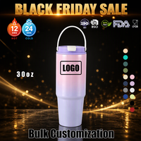 Bouteille d'eau isotherme en acier inoxydable 30OZ avec logo personnalisé, dégradé de couleurs, pour l'été, tasses à café, gobelet avec paille et poignée portable