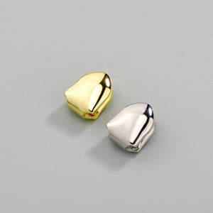 Grillz para dientes, estilo Hip Hop, para un solo diente, en forma de U, chapado en oro real, unisex, para uso diario. - Product Image 1