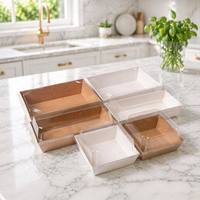 Boîte à sushi jetable en gros, en papier kraft, conteneur à emporter empilable, plateau à sushi, emballage de luxe pour chaîne de restaurants