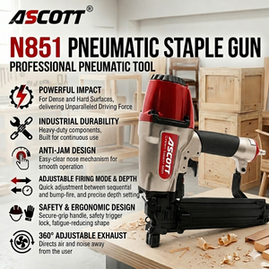 Grapadora Neumática <span class=keywords><strong>de</strong></span> Corona Mediana N851 Personalizada OEM para Fijación <span class=keywords><strong>de</strong></span> Marcos <span class=keywords><strong>de</strong></span> Muebles, Herramienta <span class=keywords><strong>de</strong></span> Grapado <span class=keywords><strong>de</strong></span> 25-51 mm para Revestimientos y Techos - Product Image 3
