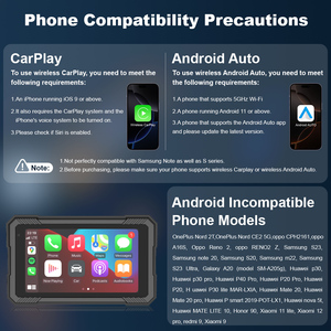 Moniteur sans fil CarPlay pour moto de 5 pouces, double caméra de tableau de bord avant et arrière 2K, support détachable, étanche, GPS pour moto, écran ZC11E - Product Image 6