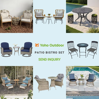 Ensemble de meubles de restaurant en plastique pour 2 personnes, table et chaises bistrot 3 pièces, pour terrasse extérieure, bord de piscine, jardin, balcon
