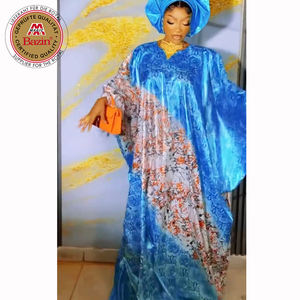 Robe <span class=keywords><strong>Boubou</strong></span> Dashiki Africaine en Bazin Riche Imprimé Parfumé de Qualité Supérieure, Tenue Traditionnelle Originale du Mali pour Mariage - Product Image 3