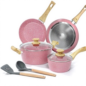 Ensemble de casseroles et poêles de haute qualité, poignées en bakélite douces au toucher, 8 pièces, revêtement céramique antiadhésif - Product Image 1