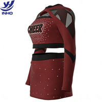 Tenue de cheerleading performante avec strass, imprimé métallique, ensemble complet en spandex haute élasticité pour concours de danse