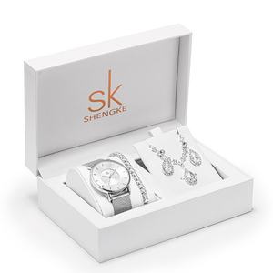 Noble Women's Business Simple Set Watches <b>Black</b> Gemstone Bracelet <b>Pearl</b> <b>Necklace</b> Stainless Steel Mesh Band Quartz Watch Glass - Product Image 4