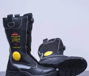 Neue Leder Leder Arbeits stiefel Feuerwehr stiefel