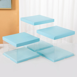 21.5*23 cm Caja De Pastel Logo Personnalisé Jetable Fort PET Nouveau Design <span class=keywords><strong>8</strong></span> POUCES Boîte D'emballage De Gâteau En Plastique Transparent - Product Image 3