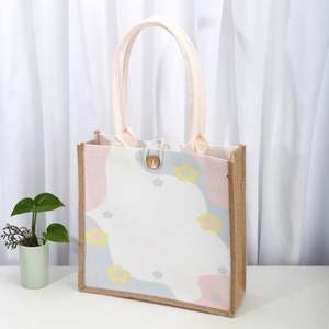 Bolsa de Compras de Yute con Cierre y Logotipo, de Cáñamo y Algodón Orgánico, Gran Capacidad, Color Negro - Product Image 5