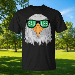 T-shirt unisexe pour adulte avec motif d'aigles avec lunettes de soleil, vintage, noir - Product Image 3