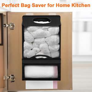 Soporte de pared para bolsas de plástico, organizador grande de bolsas de tela Oxford 2 en 1 con dispensador de rollos de <span class=keywords><strong>basura</strong></span> - Product Image 5