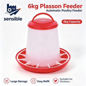 Mangeoire automatique pour volailles de 6 kg, bac à nourriture pour poulets en PP, remplissage facile, conteneur d'alimentation pour ferme - Product Image 1