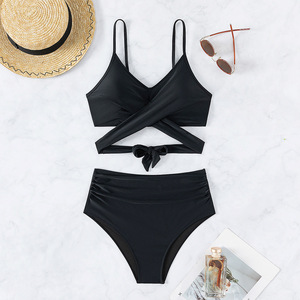 Customizable High Waist Straps Bikini & Beachwear Adjustable Cut Set Bikini Spandex / Polyester - Product Image 6
