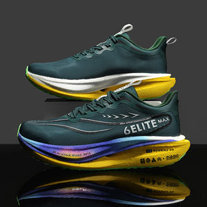 Chaussures de course à lacets à double maille parent-enfant, épaisses, fluorescentes, semelle souple True-Bounce, chaussures de sport à plaque de carbone - Product Image 2