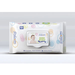 <span class=keywords><strong>Toalla</strong></span> húmeda para bebé amigable con la piel con fragancia, 40GSM no tejido 15*20cm 80 toallitas faciales de succión Anhow para bebé - Product Image 2