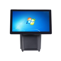 Terminal de point de vente (TPV) personnalisé avec boîtier noir, écran simple/double, imprimante thermique intégrée 58/80 mm, système d'exploitation Android/Windows, écran tactile capacitif