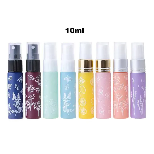Hengjian 10ml colorful glass bottle with spray pump atomizer for perfume with silver gold white black sprayer